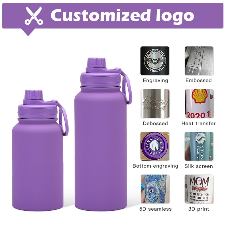 Customized 32oz Stainless Steel 1000ml Wide Mout Vacuum Flask Gym Sport Bicycle Double Wall 1L Reusable Insulated Water Bottle