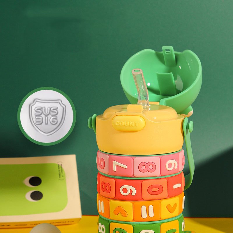 430ml Creative Math Thinking Kids Fun 316 Stainless Steel Thermo Insulated Children's Thermal Water Bottle School Insulated Mugs