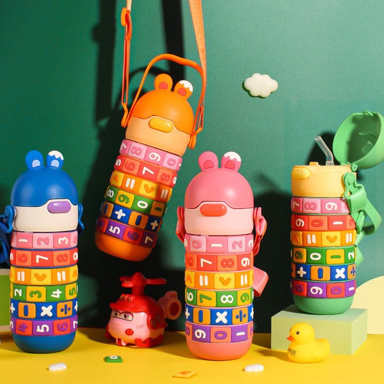 430ml Creative Math Thinking Kids Fun 316 Stainless Steel Thermo Insulated Children's Thermal Water Bottle School Insulated Mugs