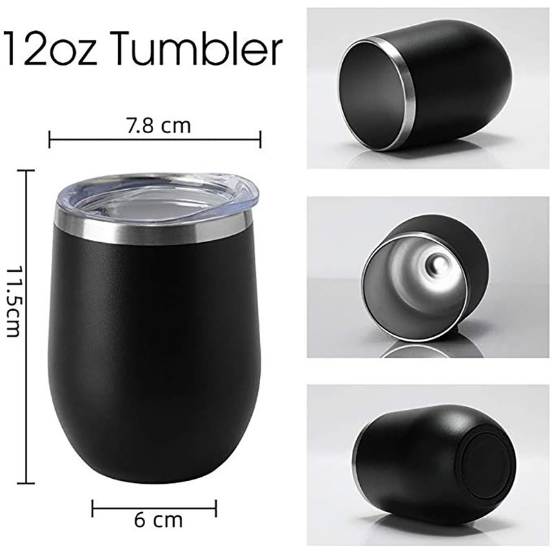Double Wall Vacuum Insulated Thermo 12oz Coffee Egg Shape Glass Travel Mug Stainless Steel Cup Wine Tumbler