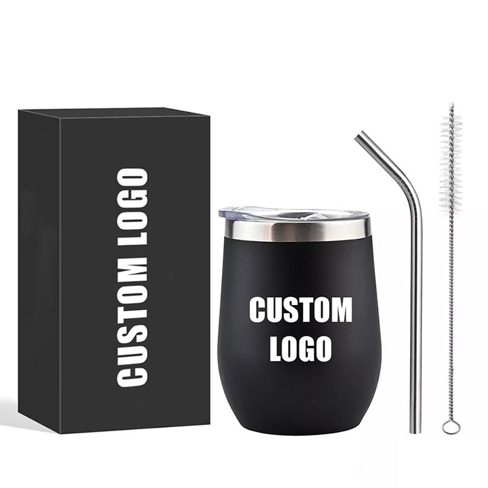 Double Wall Vacuum Insulated Thermo 12oz Coffee Egg Shape Glass Travel Mug Stainless Steel Cup Wine Tumbler