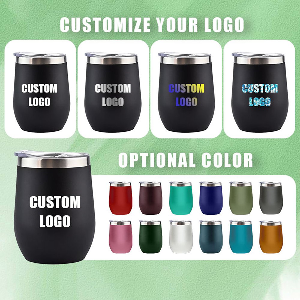 Double Wall Vacuum Insulated Thermo 12oz Coffee Egg Shape Glass Travel Mug Stainless Steel Cup Wine Tumbler