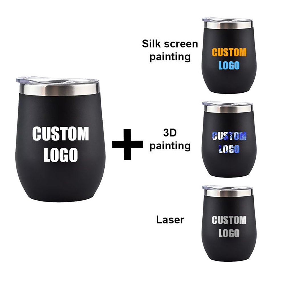 Double Wall Vacuum Insulated Thermo 12oz Coffee Egg Shape Glass Travel Mug Stainless Steel Cup Wine Tumbler