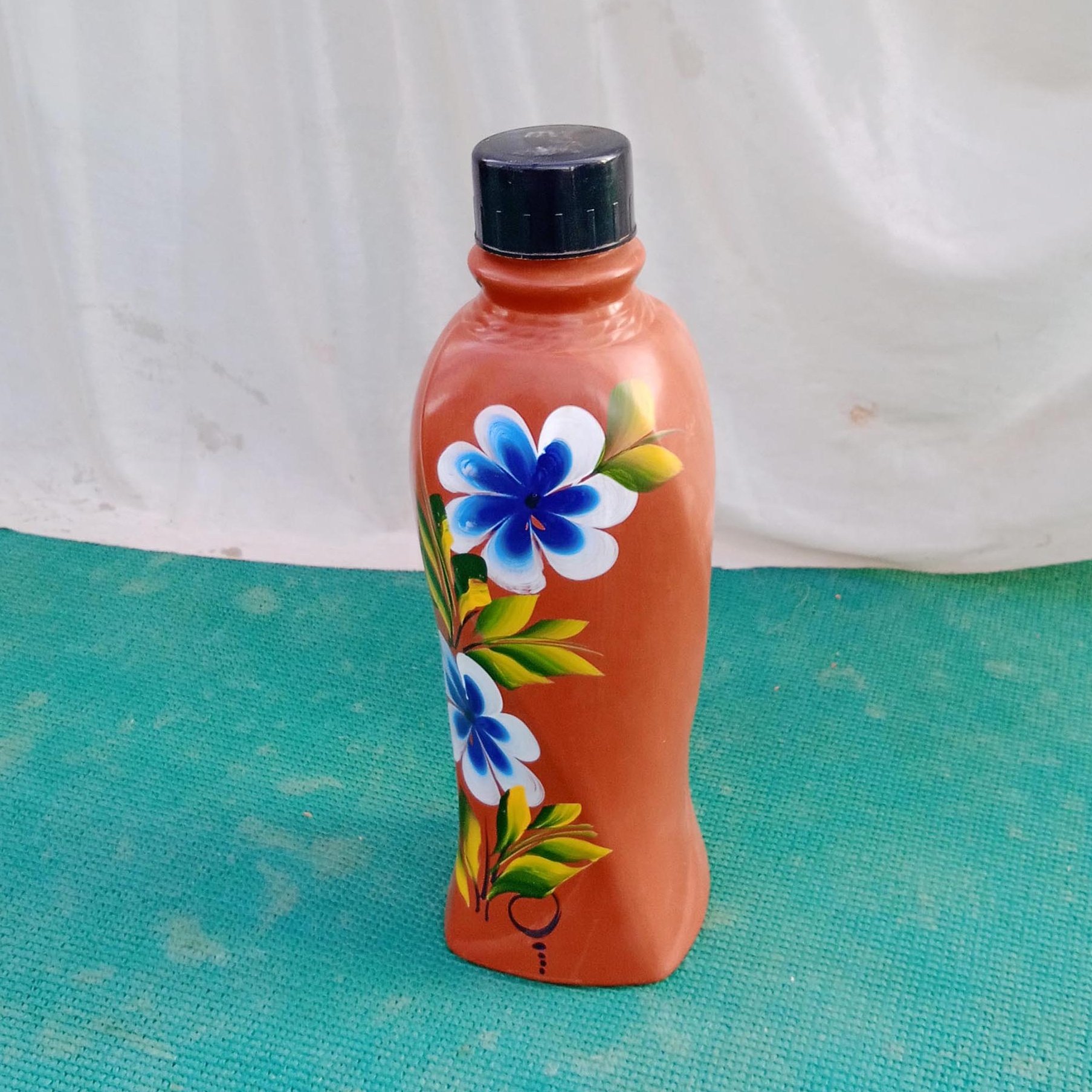 New Designer Handmade Clay terracotta Eco friendly water bottle for drinking and keeping water cool for long time