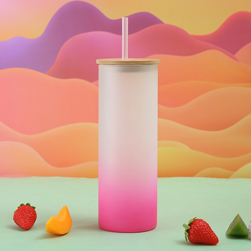 25 oz Custom Blank Sublimation Glass Can Beverage Beer Mug Sublimation Frosted glass Gradient Colored Tumbler Mug