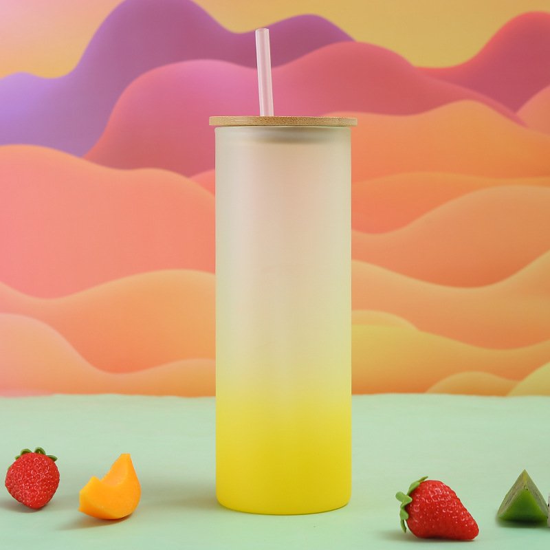 25 oz Custom Blank Sublimation Glass Can Beverage Beer Mug Sublimation Frosted glass Gradient Colored Tumbler Mug