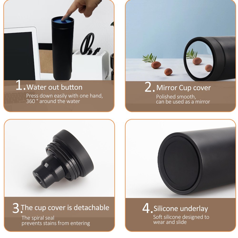 2024 New Arrival Keep Hot And Cold 500ml Water Bottle Press The Lid To Release Water Vacuum Flask Square Water Bottle