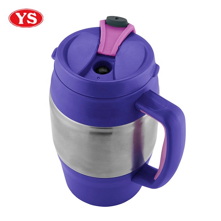 Eco-Friendly Plastic 34oz. Double Wall Beer Mug with Handle and Lid