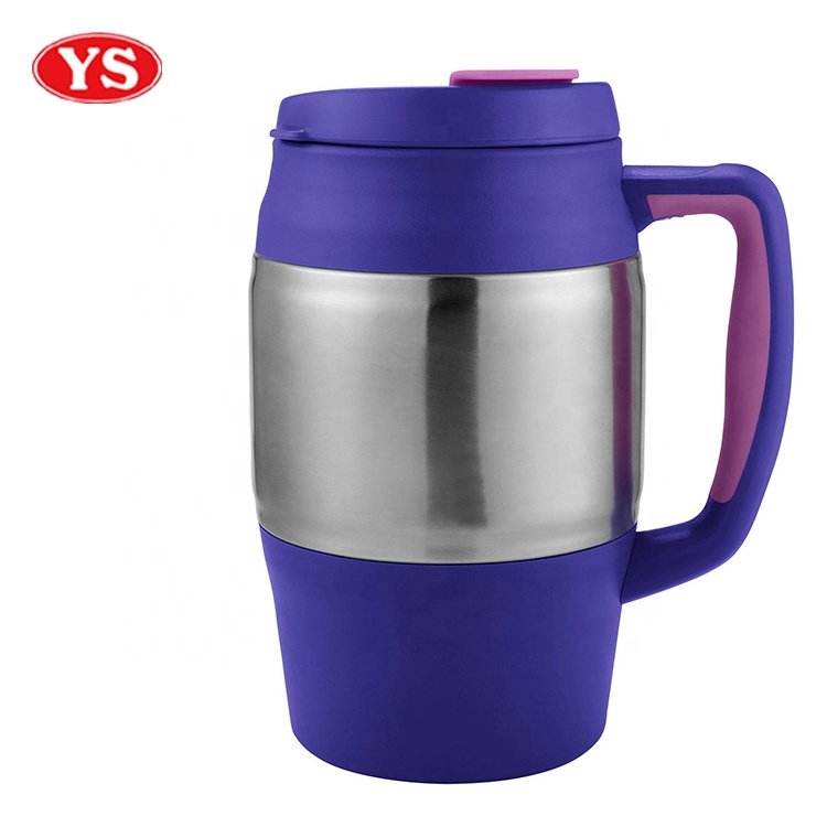Eco-Friendly Plastic 34oz. Double Wall Beer Mug with Handle and Lid