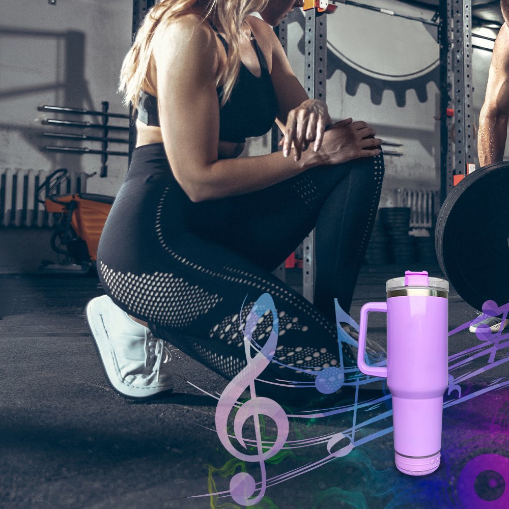USA Warehouse 40oz Bblank Sublimation Wireless Smart Music Display Player Speaker Tumbler Mugs with Handle and Straw for DIY