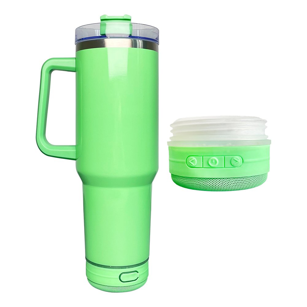 USA Warehouse 40oz Bblank Sublimation Wireless Smart Music Display Player Speaker Tumbler Mugs with Handle and Straw for DIY