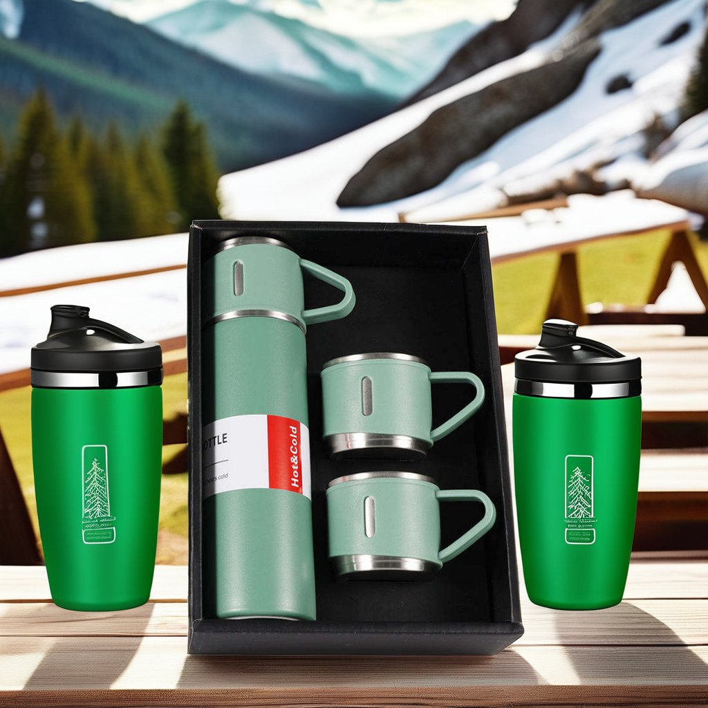 Modern 500ml Hot Water Travel Mug Gift Set 304 Stainless Steel Insulated Vacuum Flask Business Food Grade Thermal Water Bottle