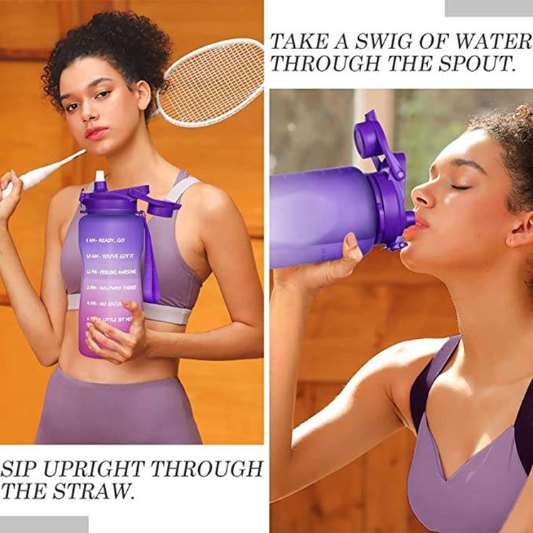 Bouteille D'Eau 2L Garrafa Motivacional 3 Em 1 Bpa Free Tritan Plastic Sports Drink Sipper 2Liter Water Bottle