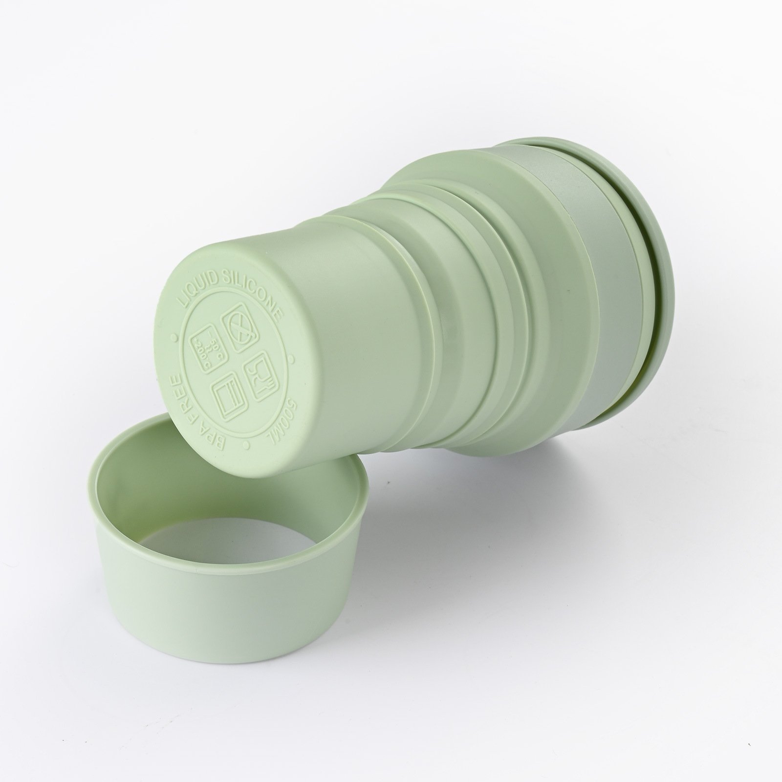 Hot Selling 350/500ml Eco-friendly Collapse Water Bottle Wholesale Foldable Silicone Travel Coffee Mugs with Lid