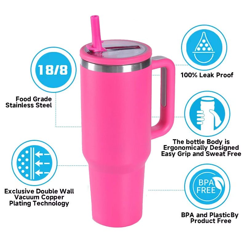 Leak Proof Hydro Jug Mug Custom Stainless Steel Insulated Double Wall Vacuum 40oz Tumbler With Flip foldable Straw Lid