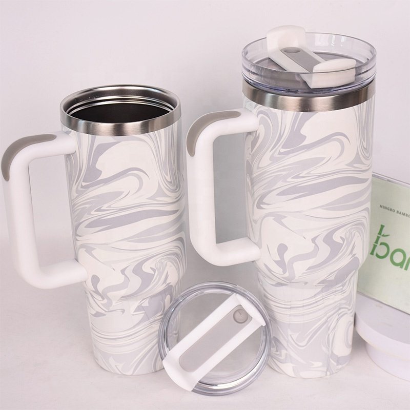 New Swirl Style 40oz Adventure Tumbler With Handle H2.0-II PLUS+ Vacuum Traveler Tumbler Car Mugs