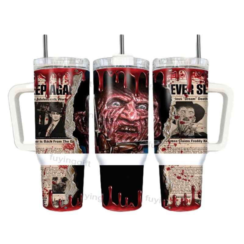 40oz Halloween Horror Movies Characters Stainless Steel Travel Mug Portable Vacuum Insulated Tumbler Cups CE With Handle Lid