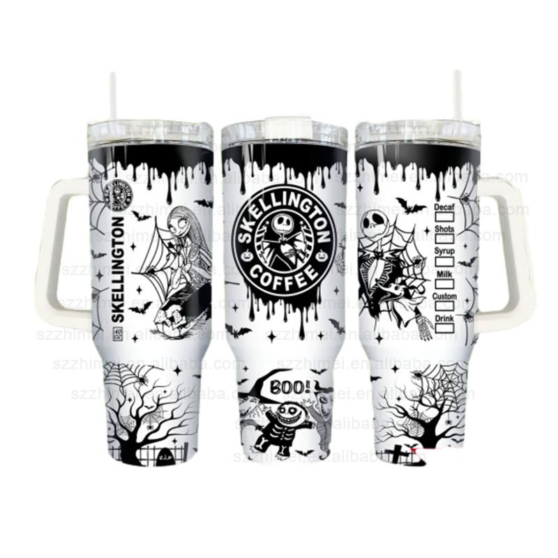 40oz Halloween Horror Movies Characters Stainless Steel Travel Mug Portable Vacuum Insulated Tumbler Cups CE With Handle Lid