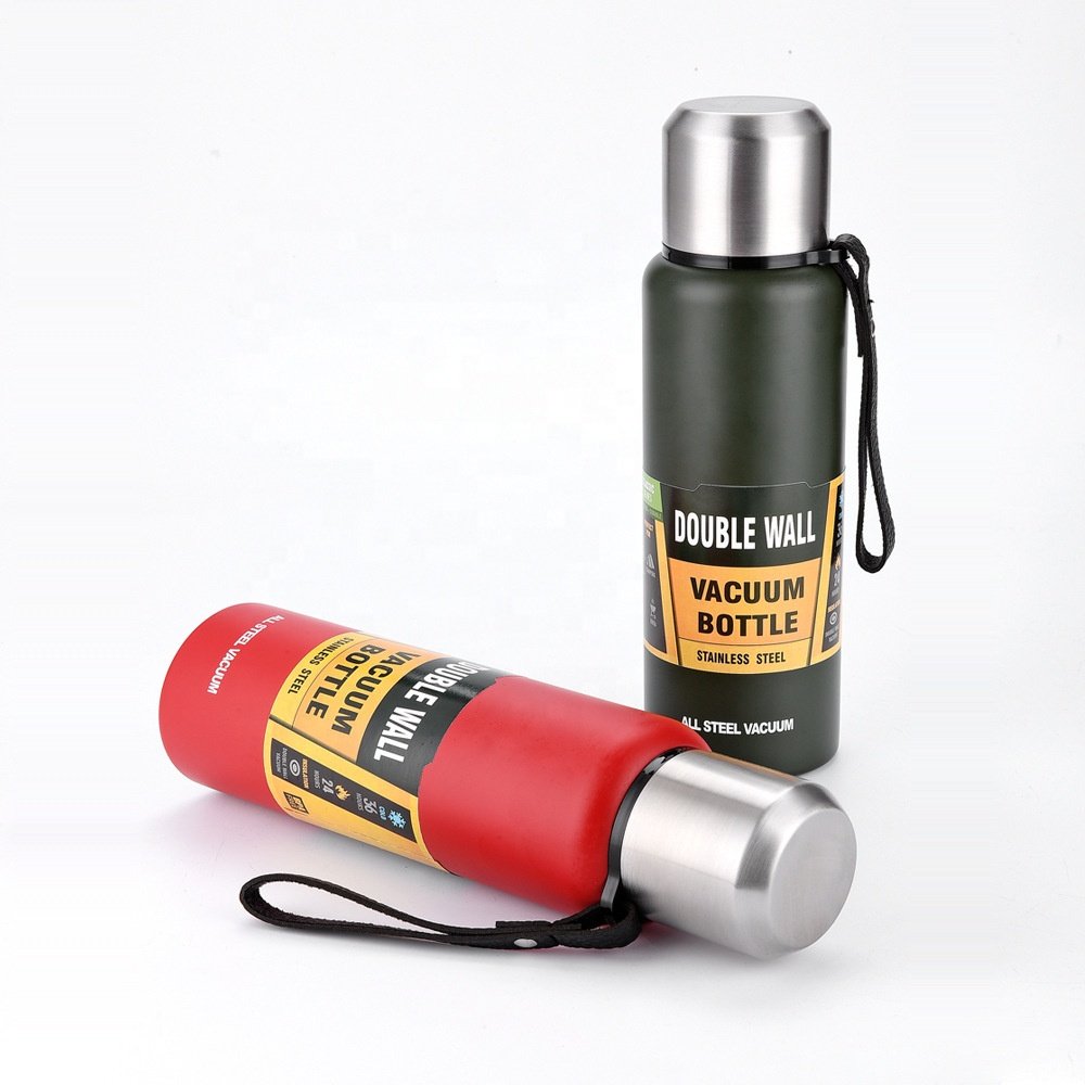 600/800/1000ML customize 304 stainless steel insulated vacuum flasks water bottle Portable large capacity straw thermos pot