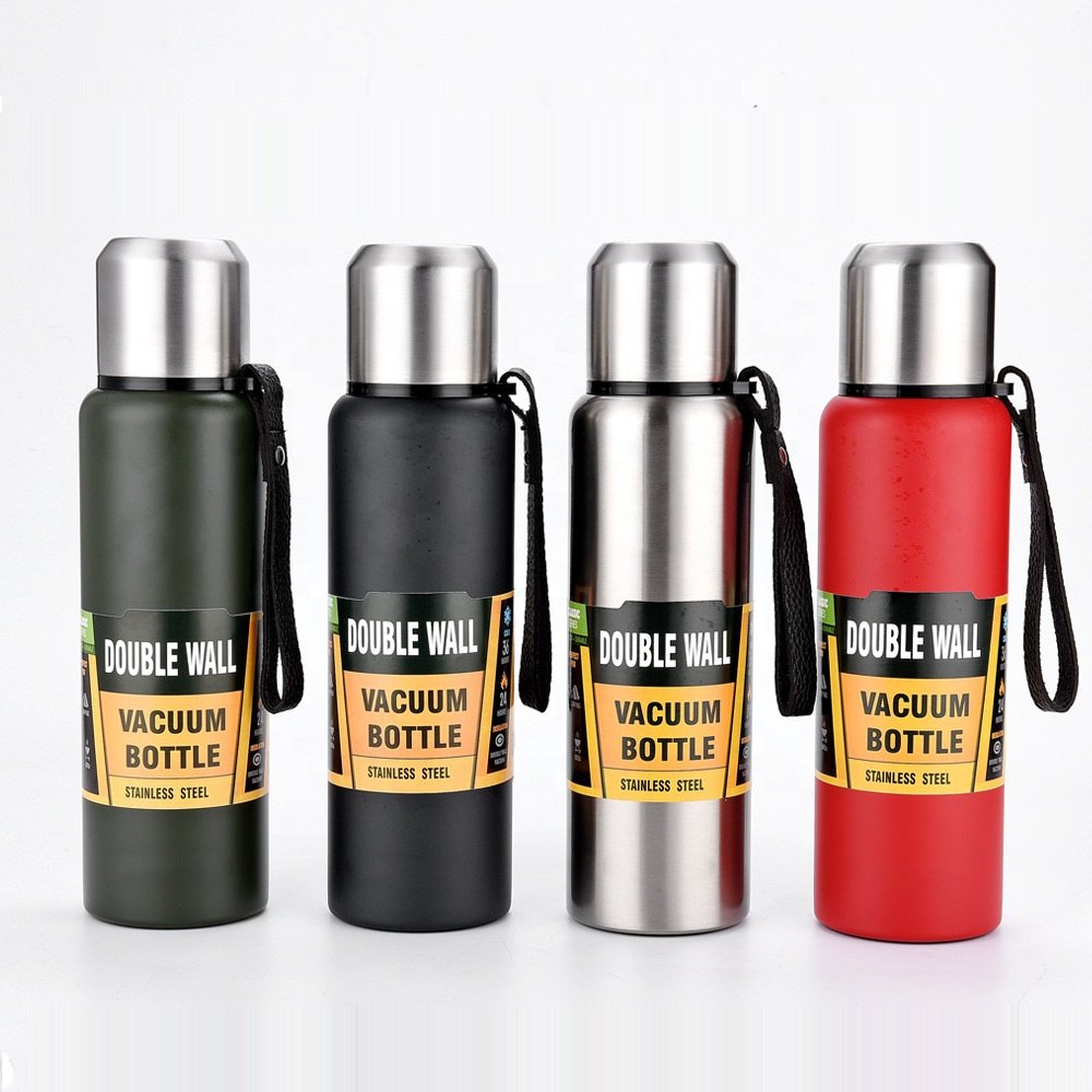 600/800/1000ML customize 304 stainless steel insulated vacuum flasks water bottle Portable large capacity straw thermos pot