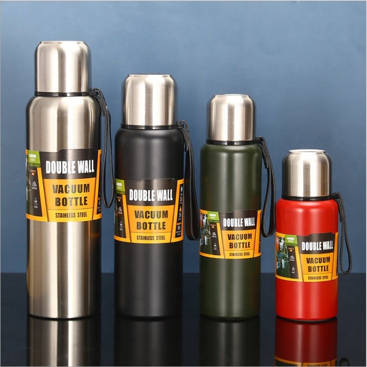 600/800/1000ML customize 304 stainless steel insulated vacuum flasks water bottle Portable large capacity straw thermos pot