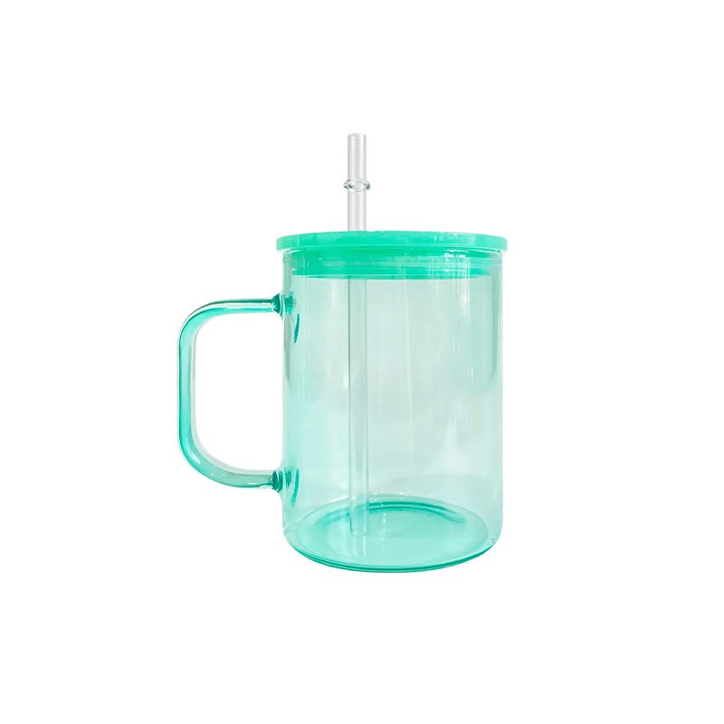 Wholesale USA warehouse colorful jelly 17oz blank sublimation clear transparent high borosilicate colored glass camper mugs