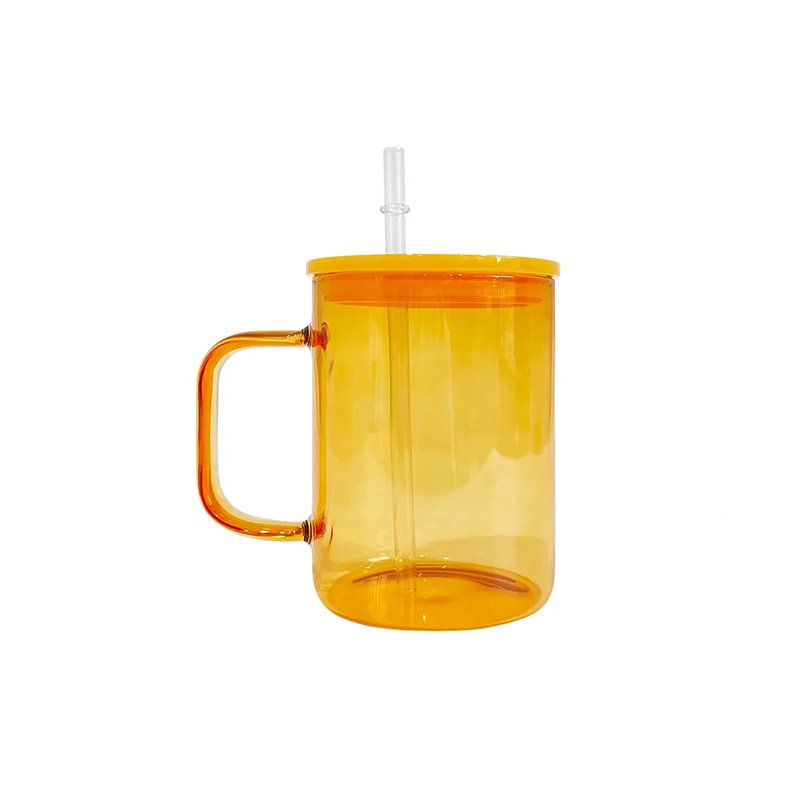 Wholesale USA warehouse colorful jelly 17oz blank sublimation clear transparent high borosilicate colored glass camper mugs