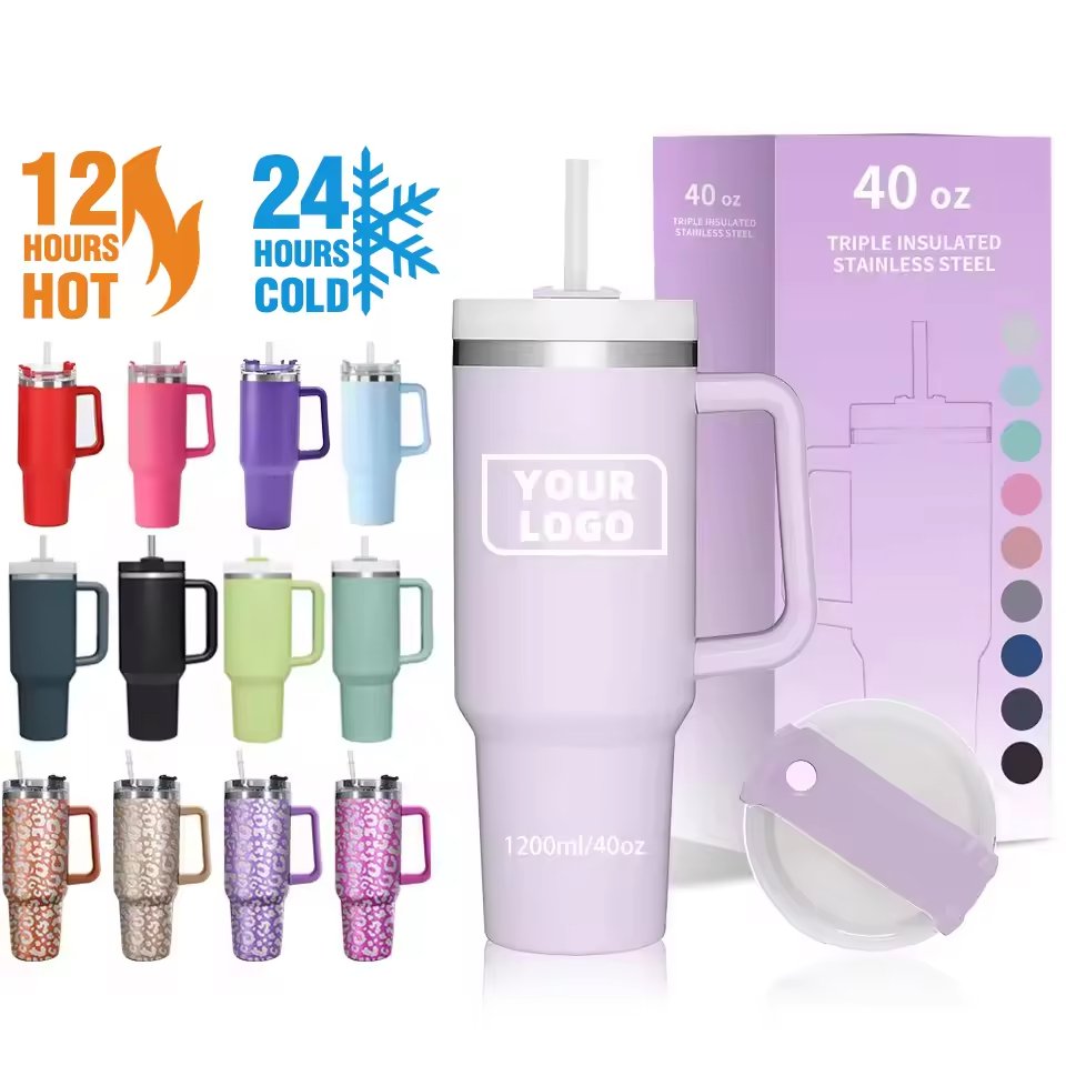 2024Custom coffee mugs for drinking stainless steel car tumbler 40oz 300z steel vacuum insulated Beer tumbler with lid and straw