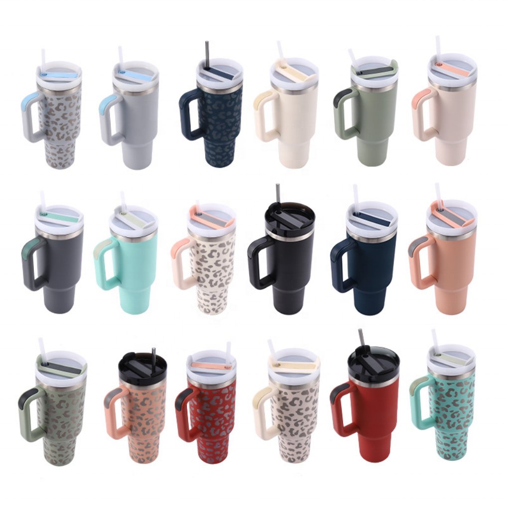 Customizable 40oz Insulated Stainless Steel Travel Mug Coffee Mug with Handle And Straw Tumbler