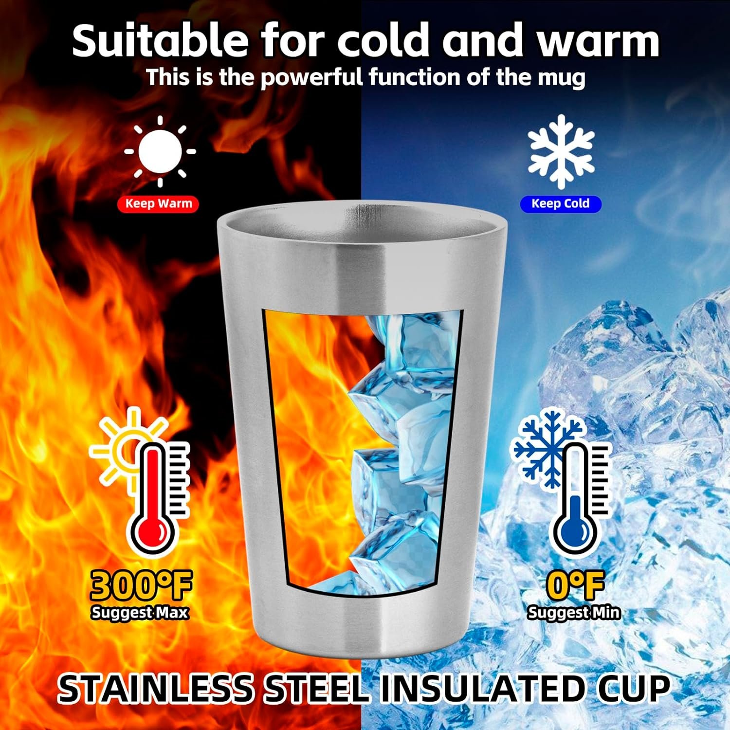 Restaurant Stackable 10oz 12oz 16oz Double wall Stainless steel 304 coffee Mugs Beer Cups