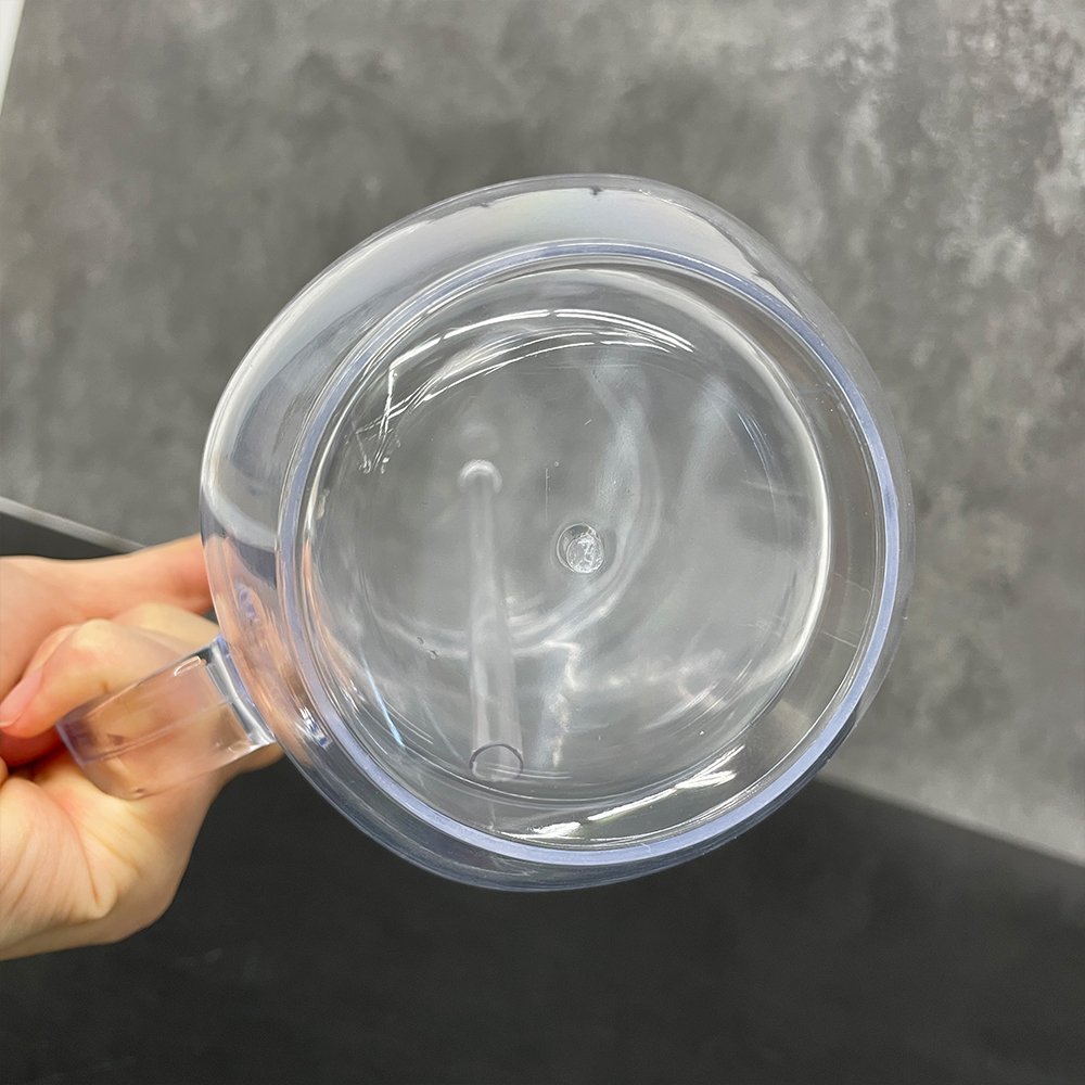Custom logo DIY 20oz clear snow globe plastic mug cup with handle 20 oz double wall acrylic mason tumbler with lids and straws