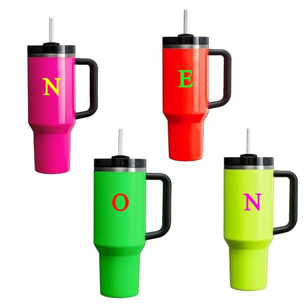 2024 New products neon collection vacuum flasks & thermoses 40oz neon tumbler travel water bottle with handle and lid