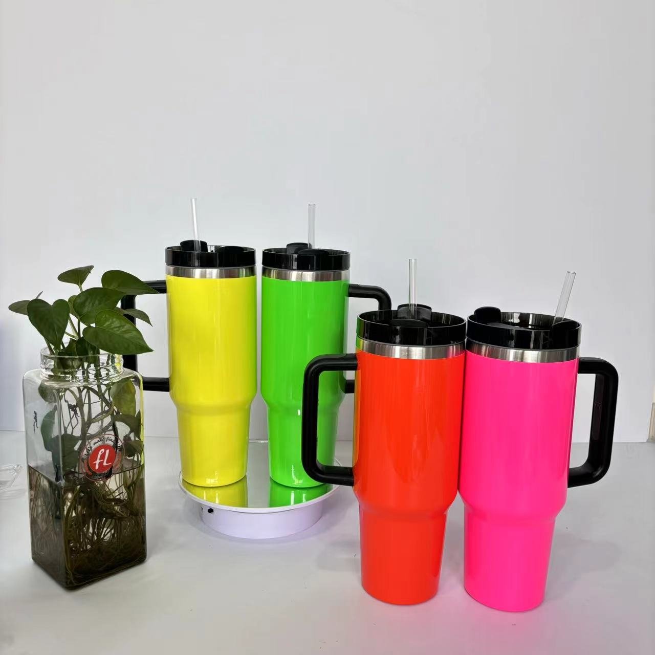 2024 New products neon collection vacuum flasks & thermoses 40oz neon tumbler travel water bottle with handle and lid