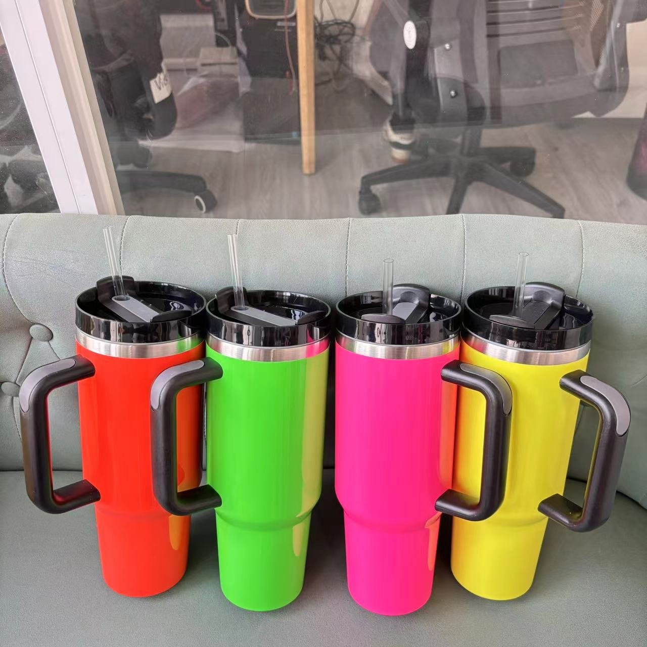 2024 New products neon collection vacuum flasks & thermoses 40oz neon tumbler travel water bottle with handle and lid