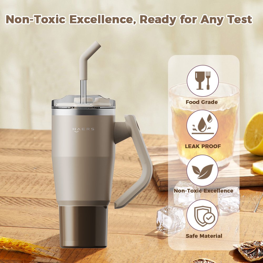 Rotatable Handle Simple And Modern Coffee Stainless Steel Insulated Mug Cup Tumbler With Straw For Outdoor Office Car