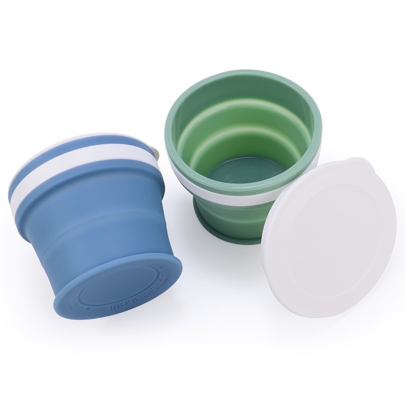 Custom Portable Eco Friendly 270ml 8oz 9oz Folding Silicone Cups Reusable Collapsible Foldable Travel Coffee Mug with Lid
