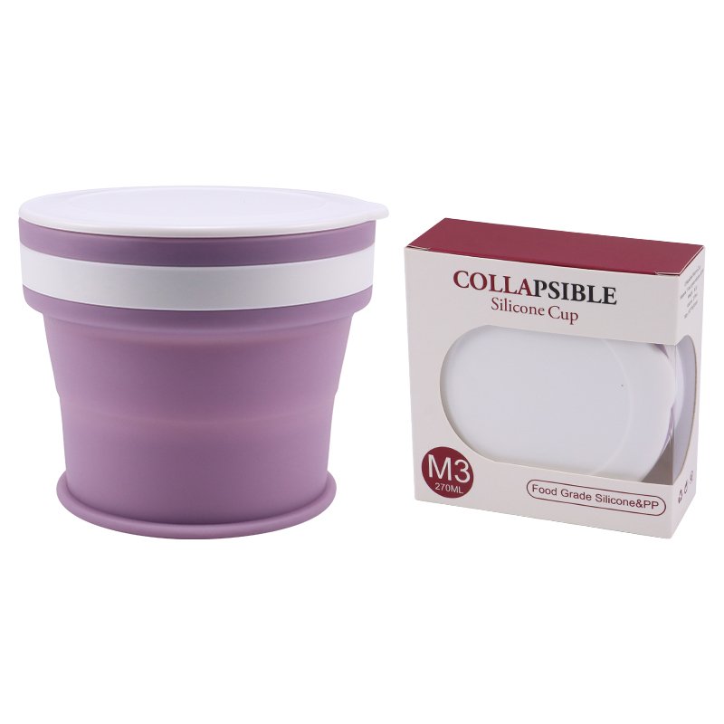 Custom Portable Eco Friendly 270ml 8oz 9oz Folding Silicone Cups Reusable Collapsible Foldable Travel Coffee Mug with Lid