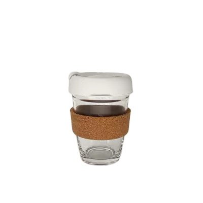 12oz 350ml Heat Insulation Glass Espresso Cup Coffee Mug With Silicone Lid and Cork Sleeve