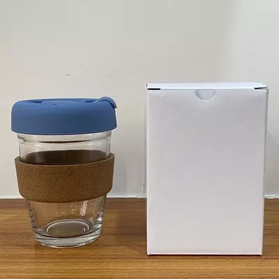12oz 350ml Heat Insulation Glass Espresso Cup Coffee Mug With Silicone Lid and Cork Sleeve
