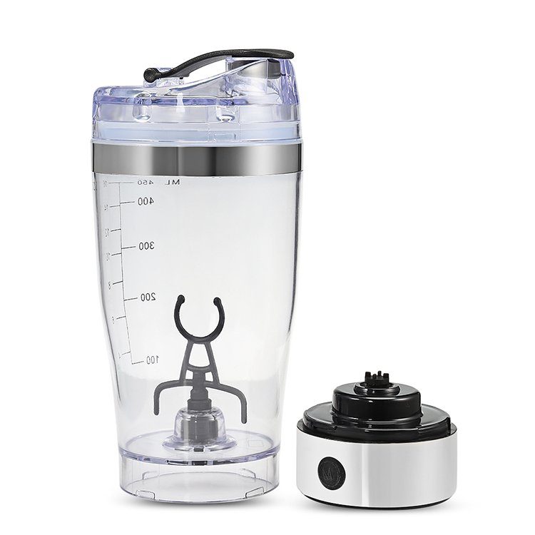 FACTORY PRICE 450ml leak proof transparent Battery gym blender protein mixer removable plastic electric mugs shaker bottle cup