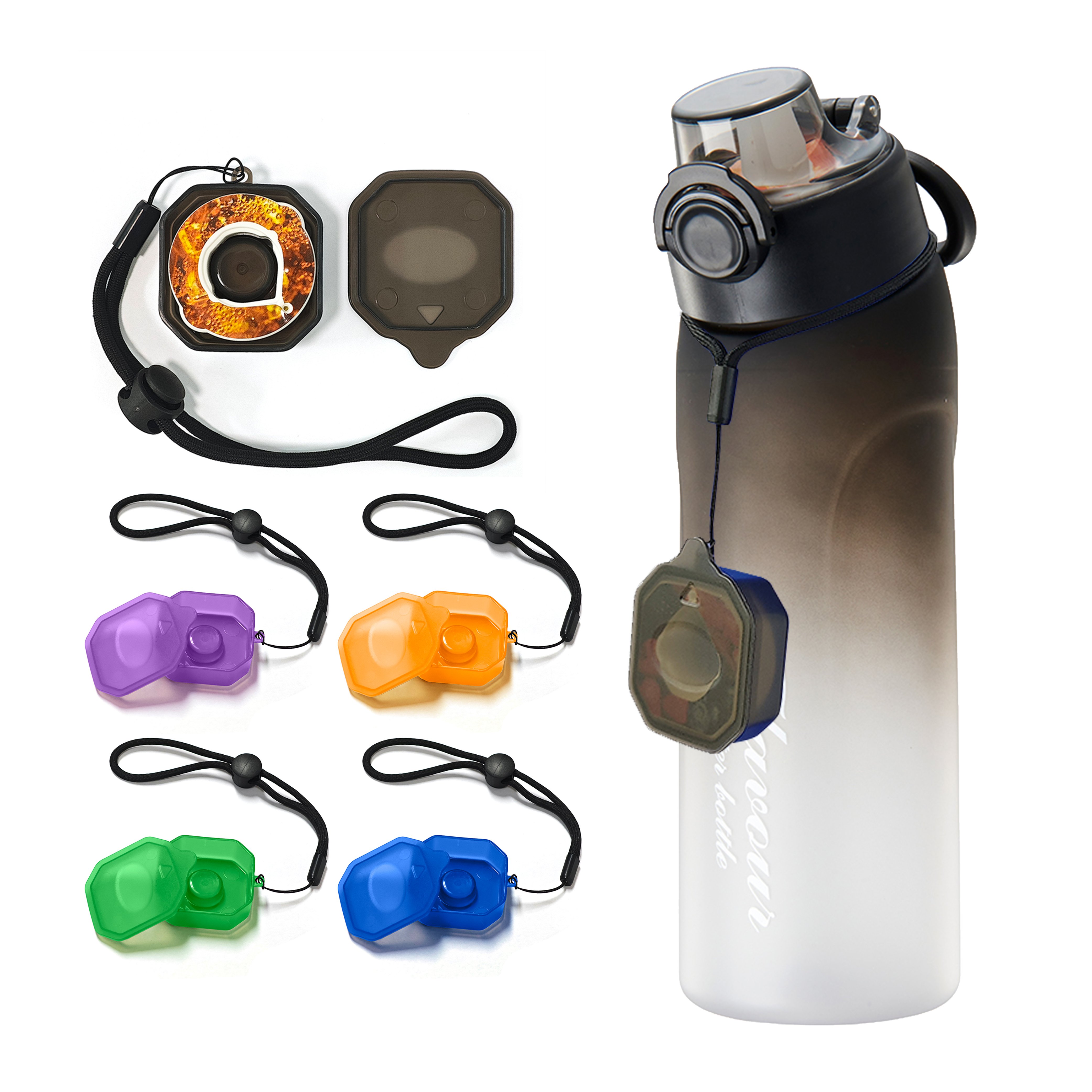 Custom Flavoring Air Taste Smaken fruit up Drink smell Scent met Flavour Up Tritan Water Bottle with air Flavor up cola Pods