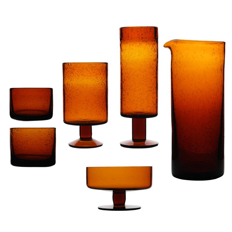 Factory Sale Various Custom Amber Series Cool Bubble Dessert Color Red Brown Cold Water Bottle Dessert Juice Crystal Wine Glass