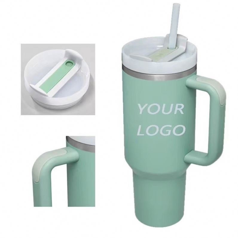 Custom Logo Leak Proof Flip Top Straw Tumbler Wholesale Bulk Thermol Cup Stainless Steel Coffee Mug 40oz Tumbler Cup with Handle