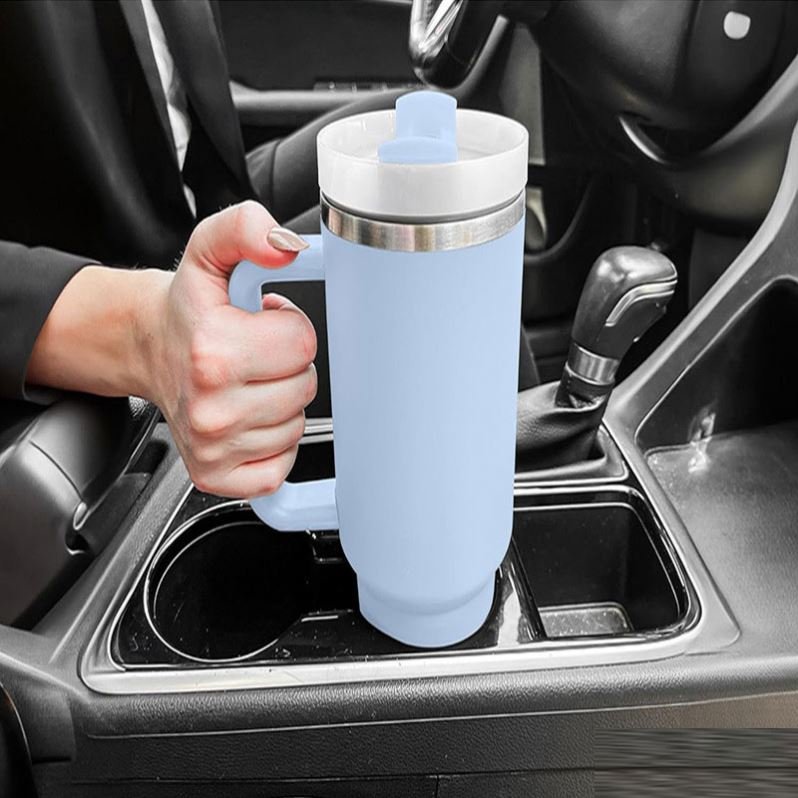 Custom Logo Leak Proof Flip Top Straw Tumbler Wholesale Bulk Thermol Cup Stainless Steel Coffee Mug 40oz Tumbler Cup with Handle