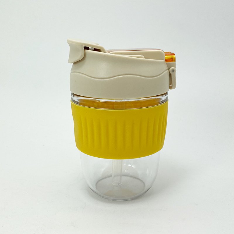 Hot sale custom logo plastic & borosilicate glass food grade straw lid reusable cup keep coffee mug