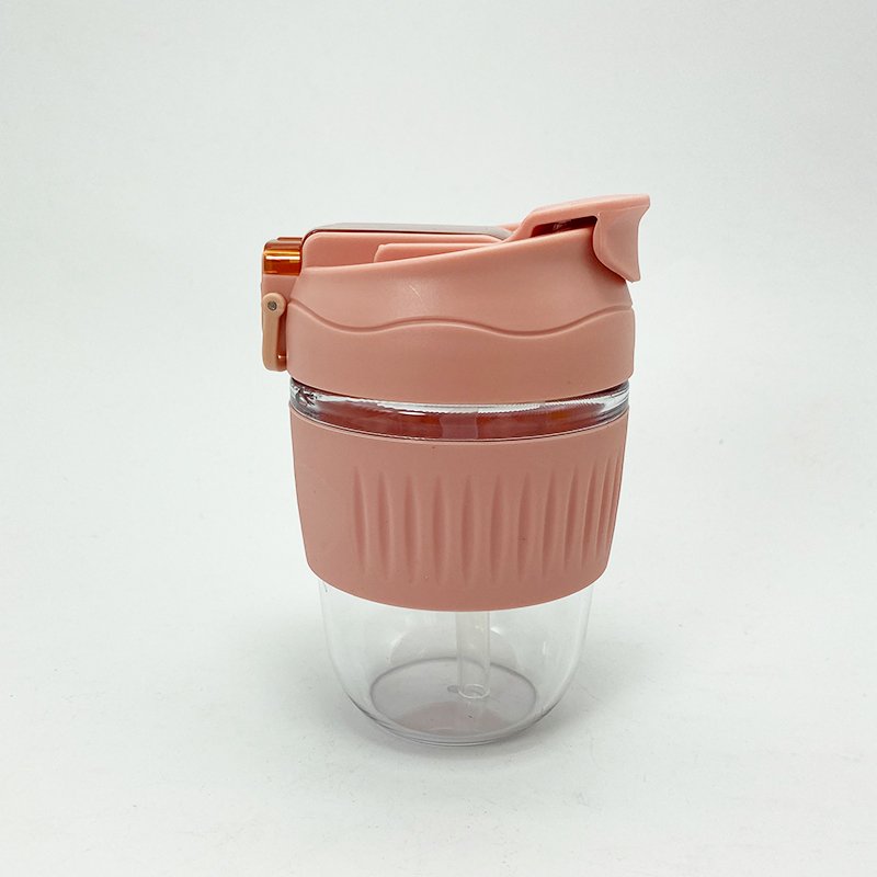 Hot sale custom logo plastic & borosilicate glass food grade straw lid reusable cup keep coffee mug