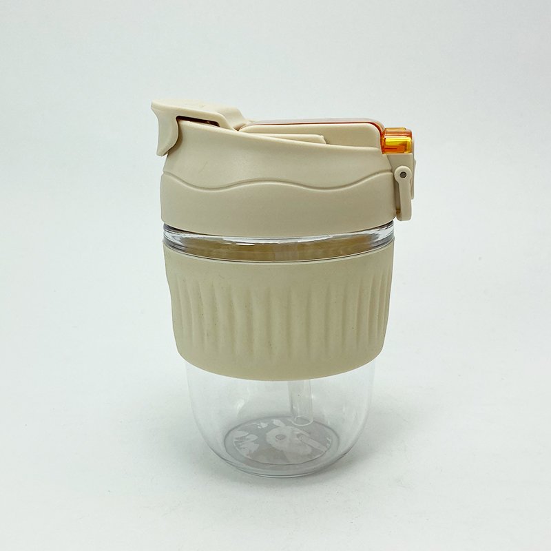 Hot sale custom logo plastic & borosilicate glass food grade straw lid reusable cup keep coffee mug