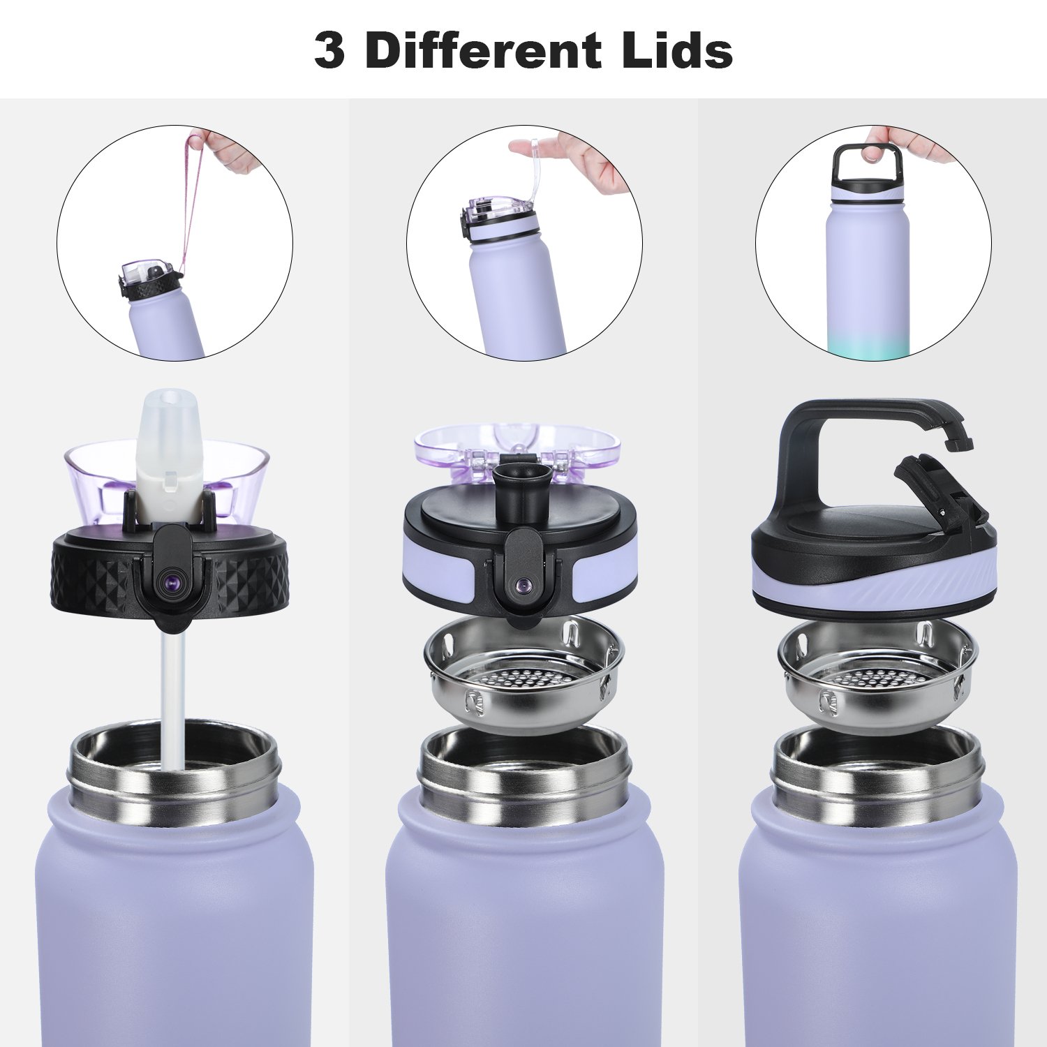 1000ml Double Wall Stainless Steel Tumbler Thermos Portable Vacuum Flask Travel Water Bottle With Lid For Sports