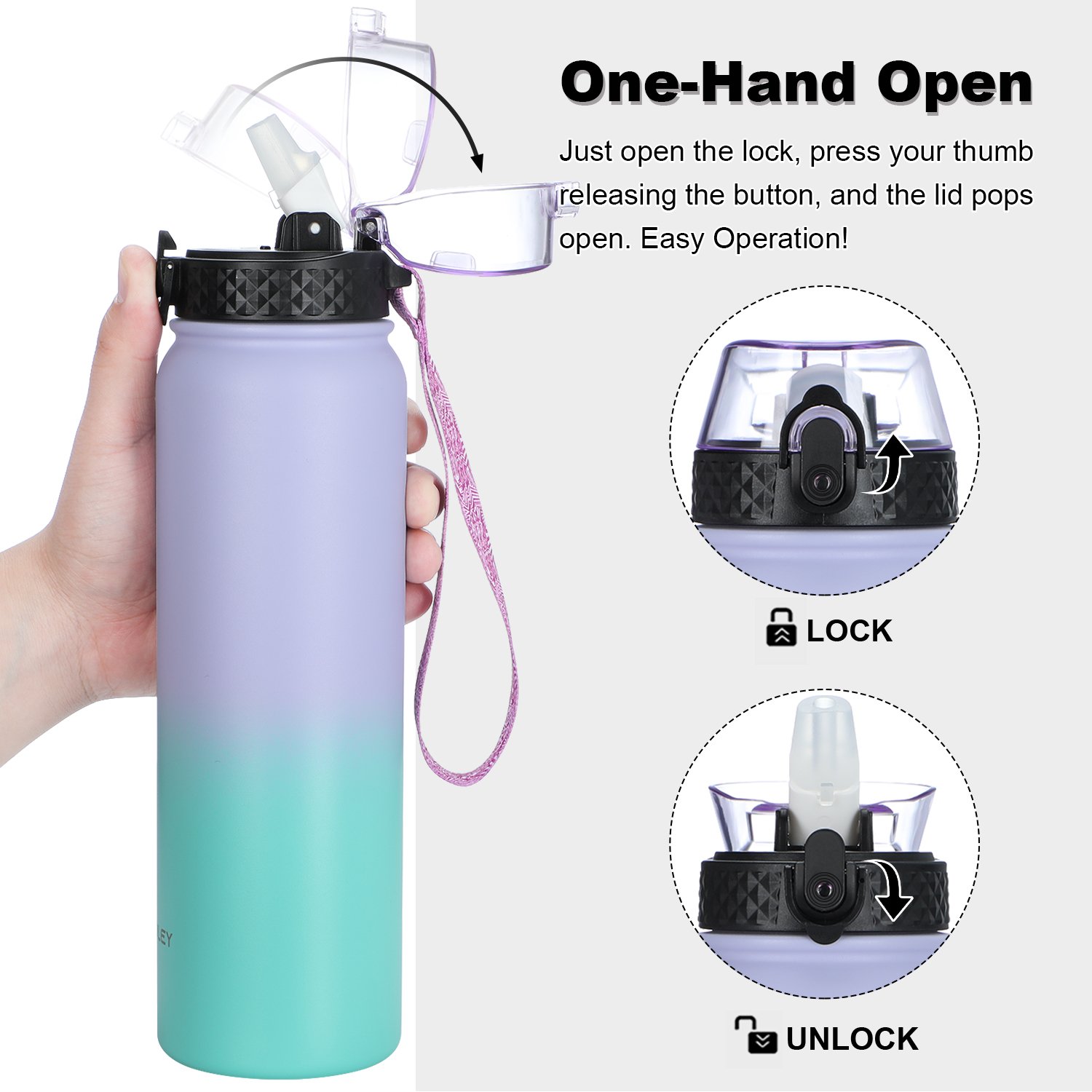 1000ml Double Wall Stainless Steel Tumbler Thermos Portable Vacuum Flask Travel Water Bottle With Lid For Sports