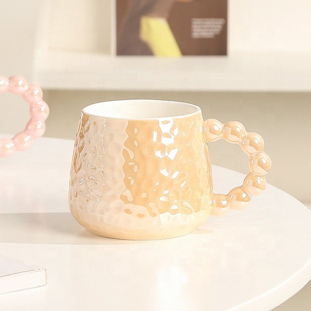 430ML High quality colorful creative mug ceramic mug with pearl handle